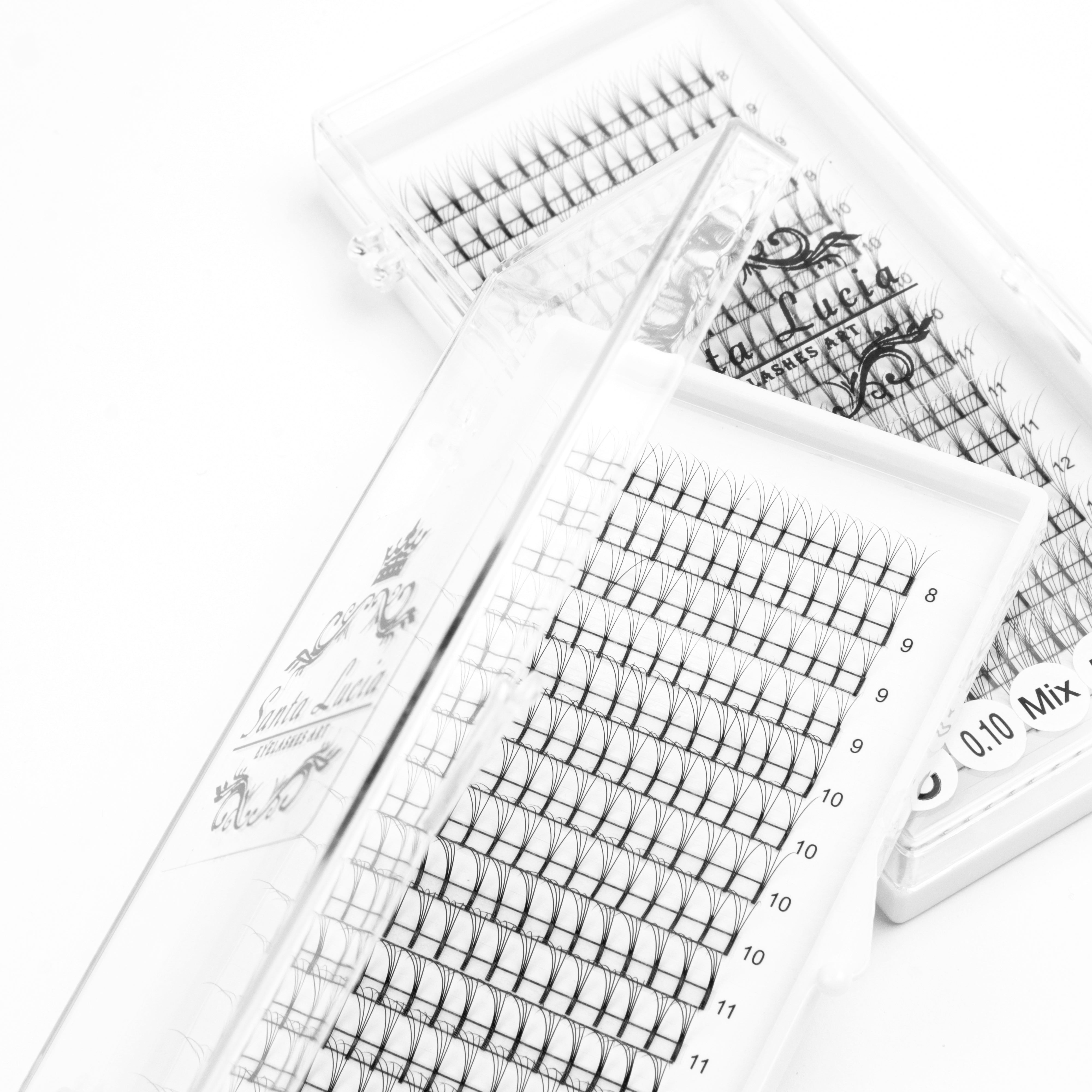 4D-пучкові вії мікс довжин для нарощування (товщина 0.10mm)