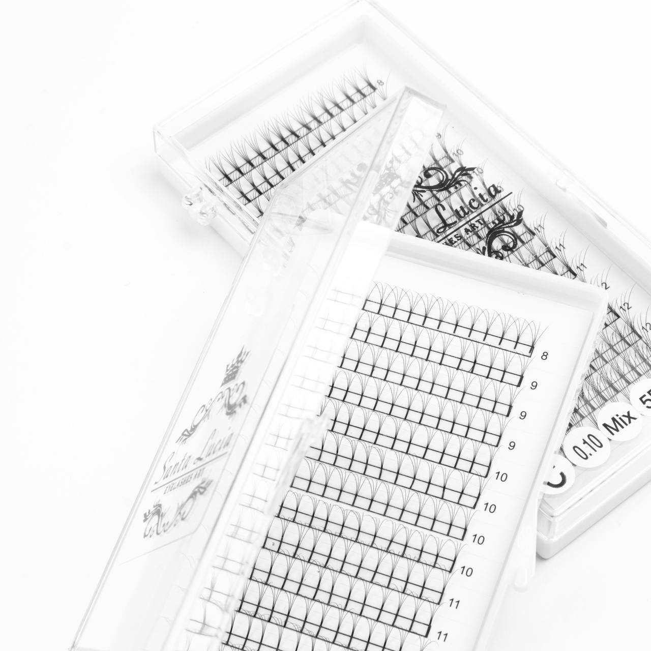 4D-пучкові вії мікс довжин для нарощування (товщина 0.07mm)